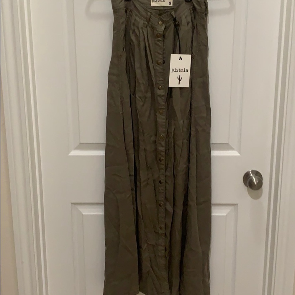 pistola Olive Green Maxi Skirt